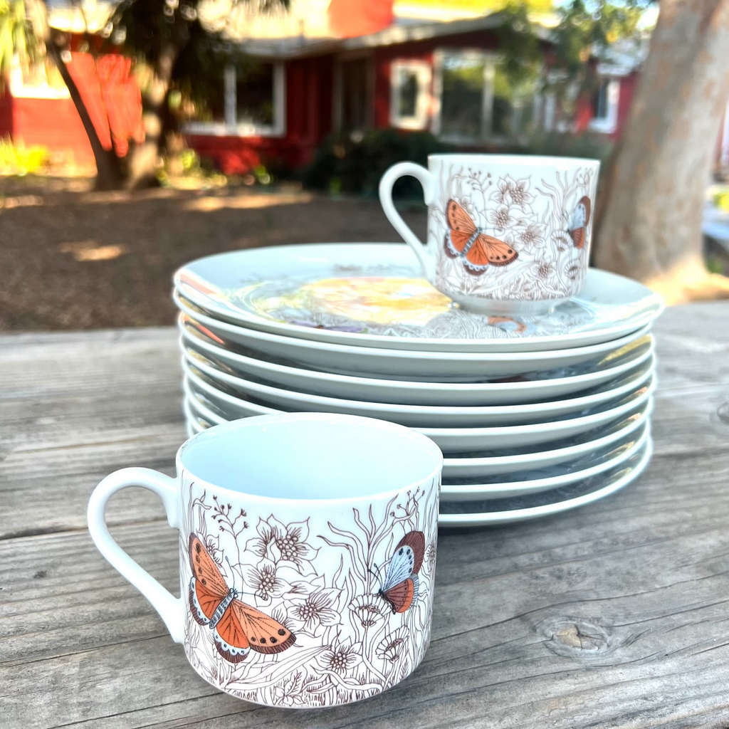Snack Plate Set with butterflies