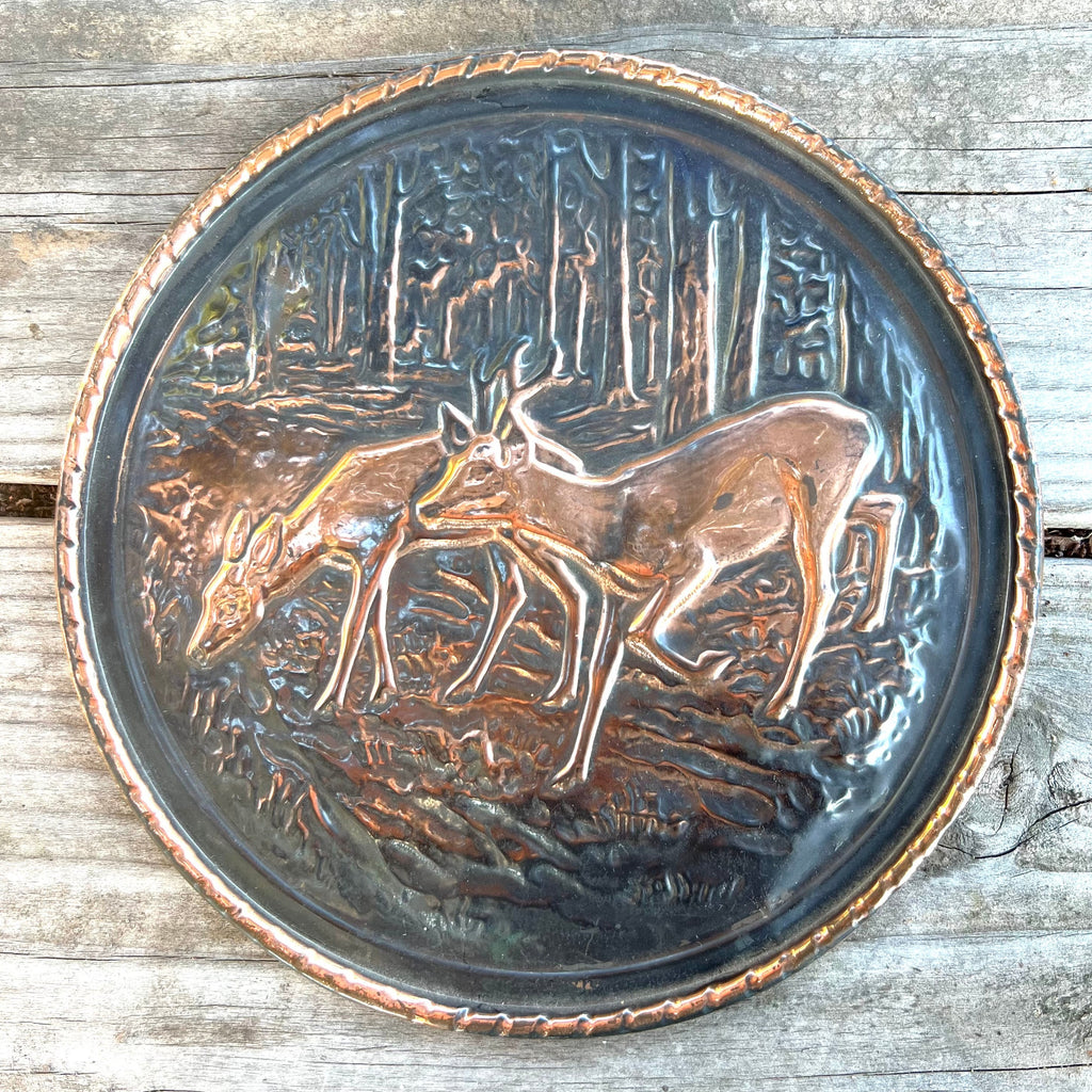 Vintage Copper Deer Plate