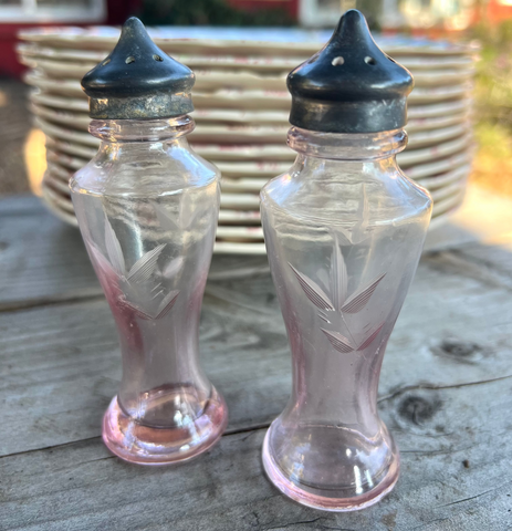Pink Depression Glass Salt and Pepper shakers