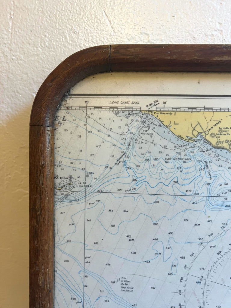 Framed Vintage Nautical Map: San Diego to Santa Rosa